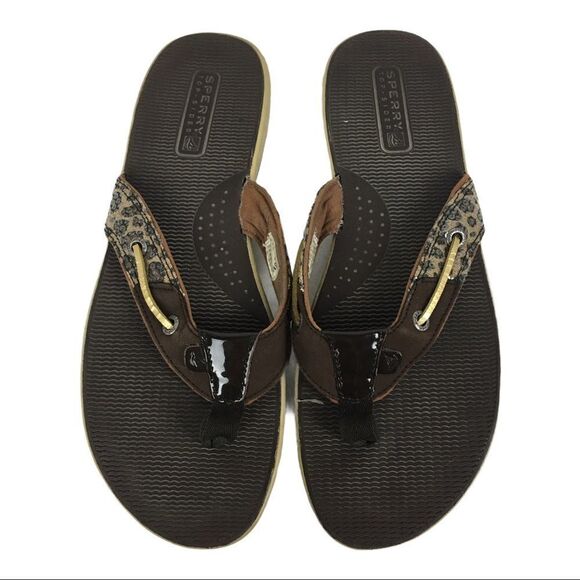 Sperry Top Sider Size 9.5 Leather Flip Flop - Picture 1 of 6